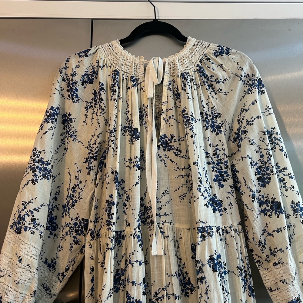 THE GREAT. The Hideaway Floral Tiered Midi Dress Size 1 Small - Picture 10 of 11